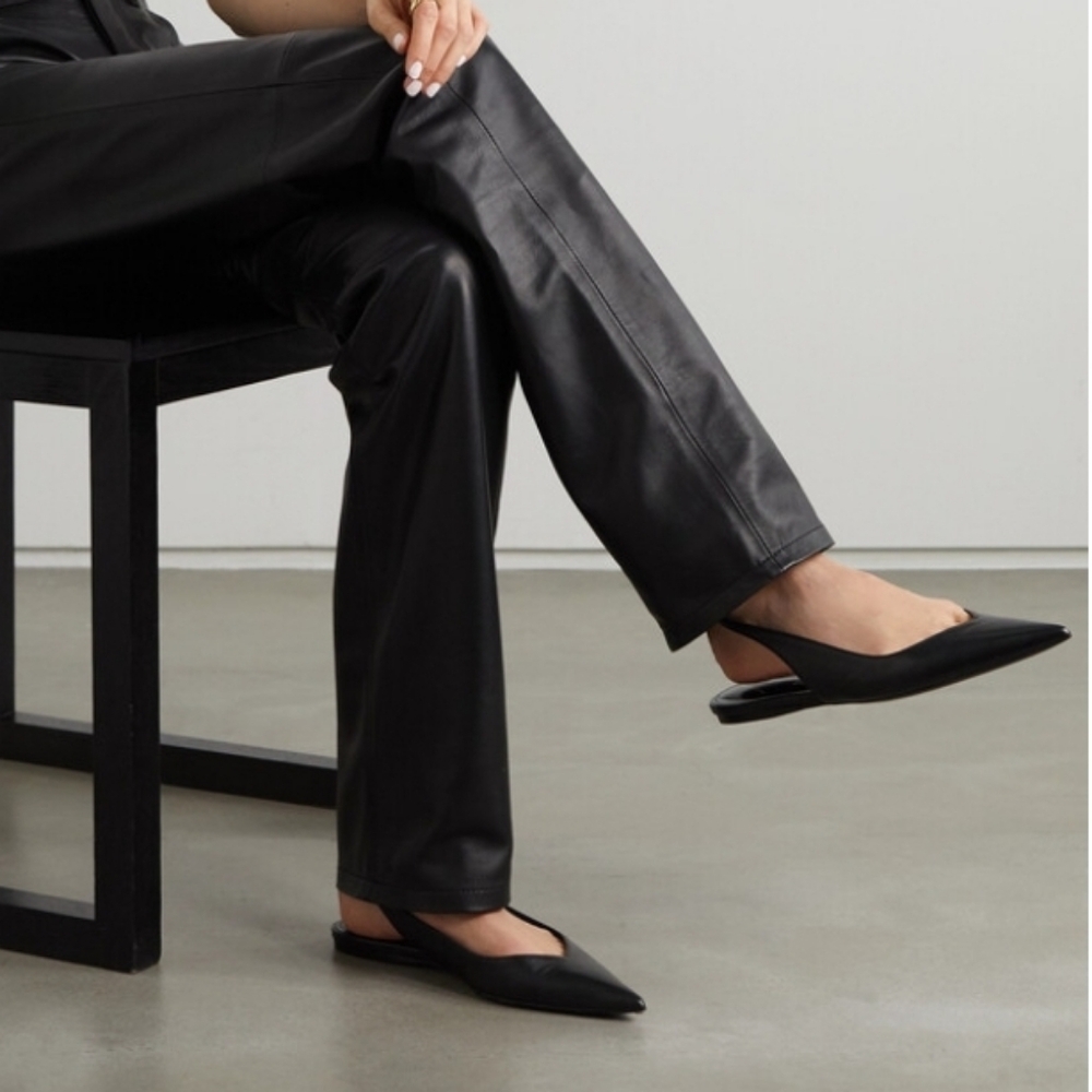 The Attico Venus Leather Black Point-toe Flats (EUR 39.5)